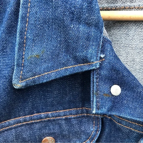 Vintage 70s Wrangler No-Fault Denims Trucker Jacket 38 L 74136NV - Picture 10 of 13